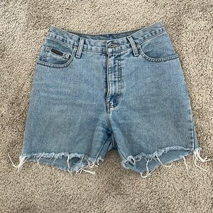 High rise denim shorts
